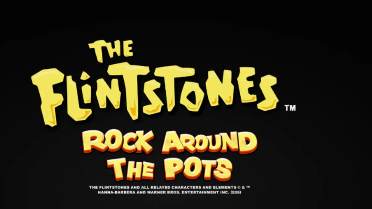 The Flintstones: Rock Around The Pots slot game screen featuring characters and Bedrock background